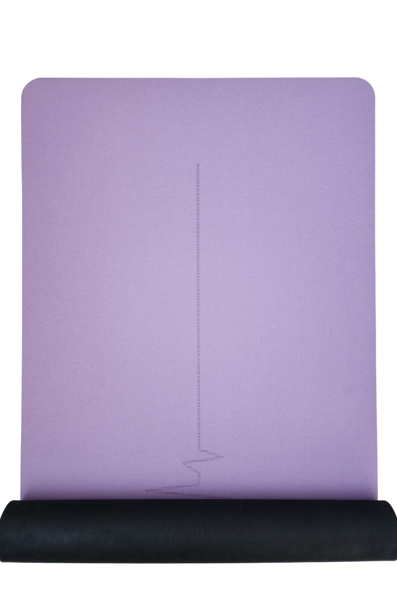 Yoga/Pilates Matı Kaydırmaz Doğal Kauçuk 5mm Mor Kalp Desenli