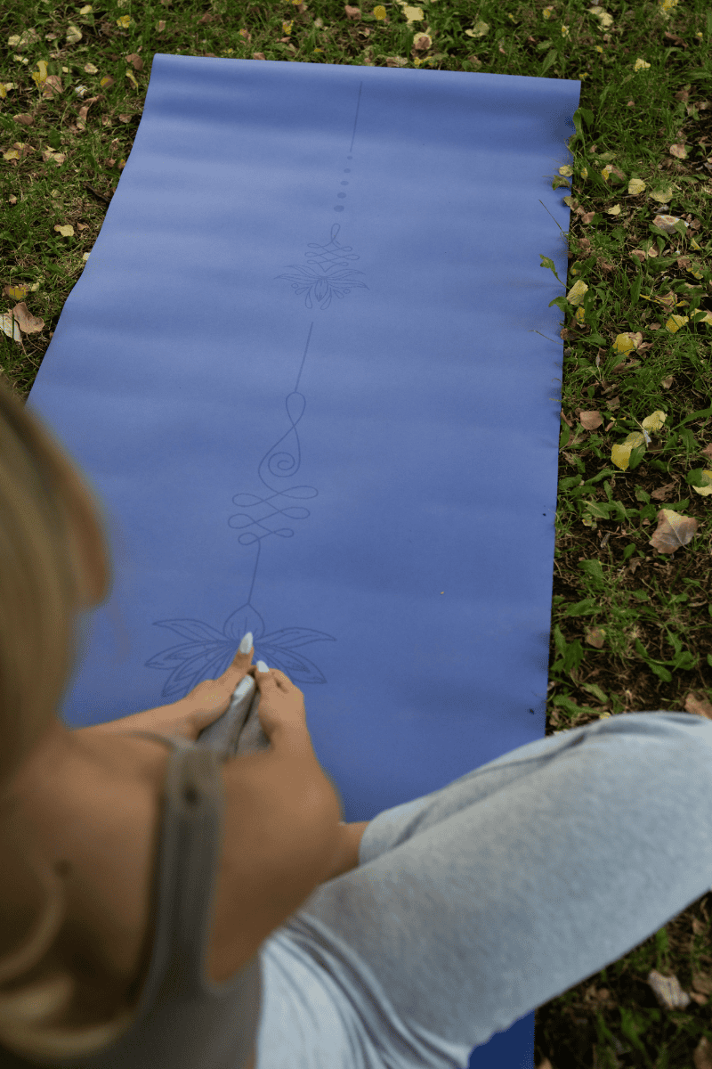 Yoga/Pilates Matı Kaydırmaz Doğal Kauçuk 5mm Mavi Lotus Desenli