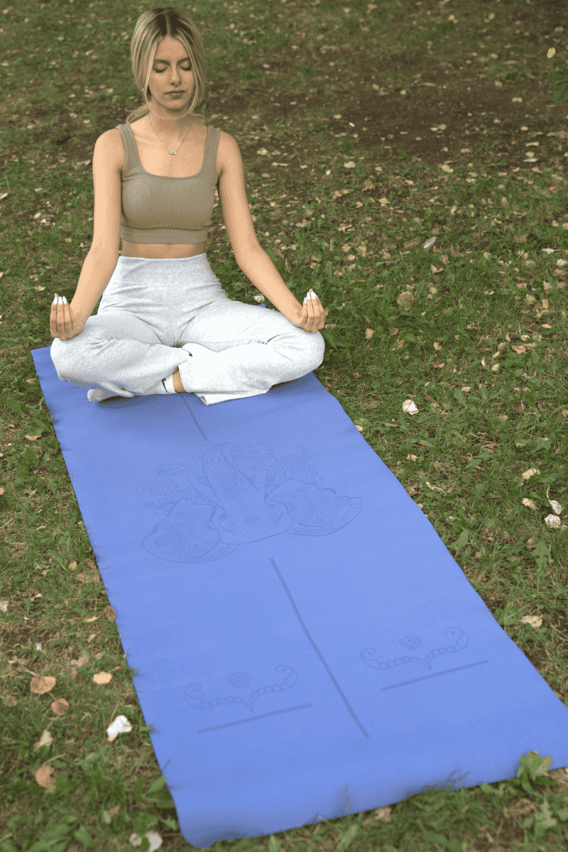 Yoga/Pilates Matı Kaydırmaz Doğal Kauçuk 5mm Mavi Fil Desenli