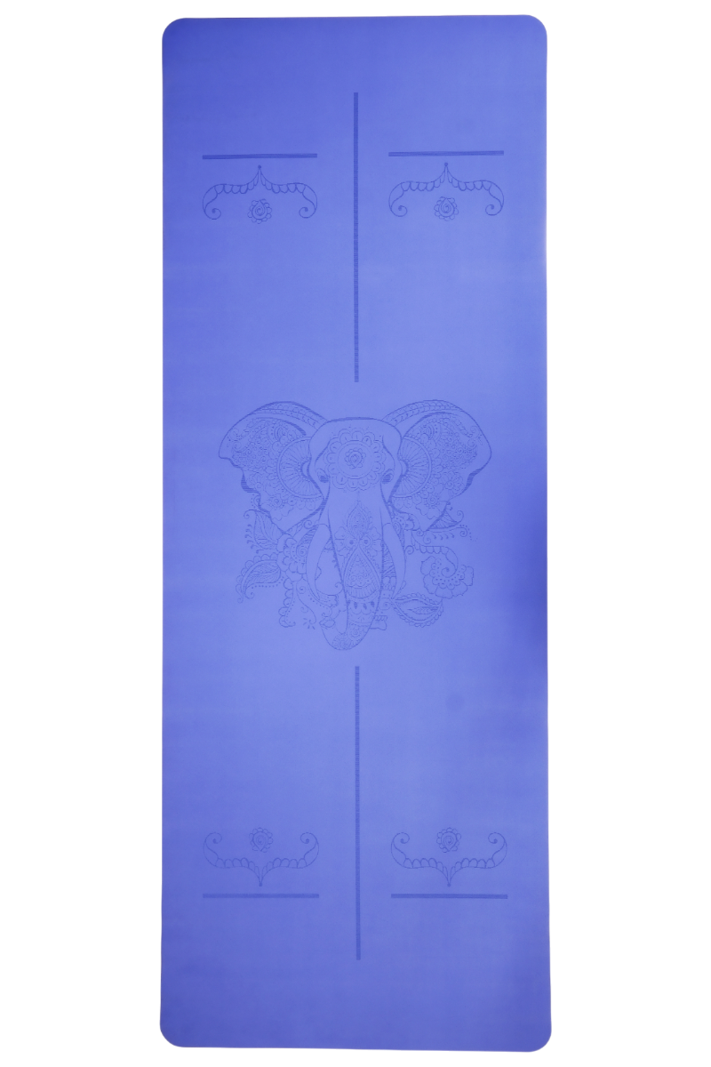 Yoga/Pilates Matı Kaydırmaz Doğal Kauçuk 5mm Mavi Fil Desenli