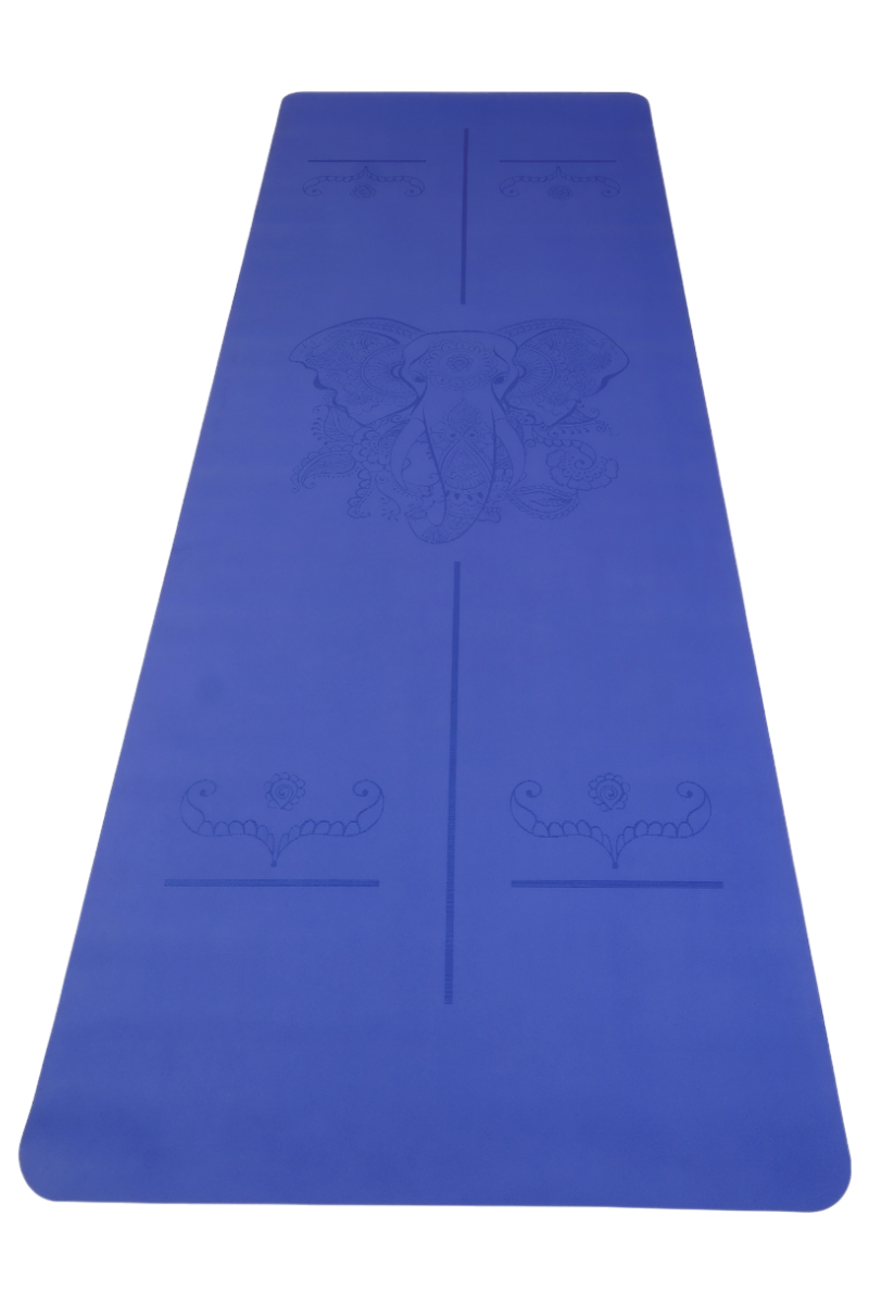 Yoga/Pilates Matı Kaydırmaz Doğal Kauçuk 5mm Mavi Fil Desenli