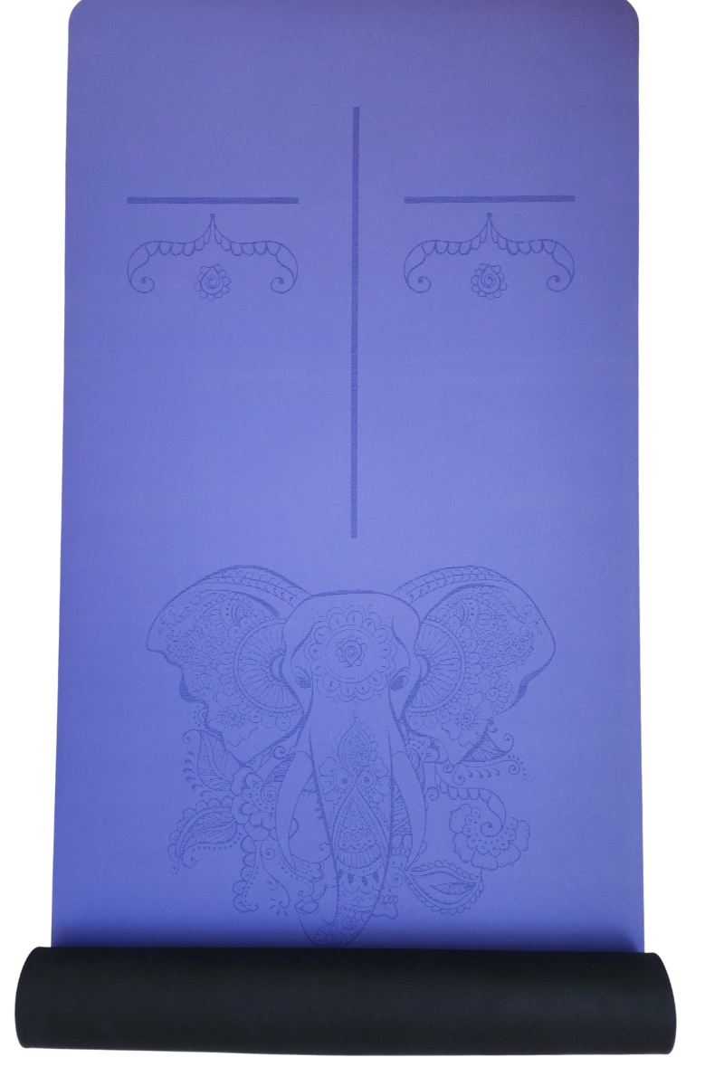 Yoga/Pilates Matı Kaydırmaz Doğal Kauçuk 5mm Mavi Fil Desenli