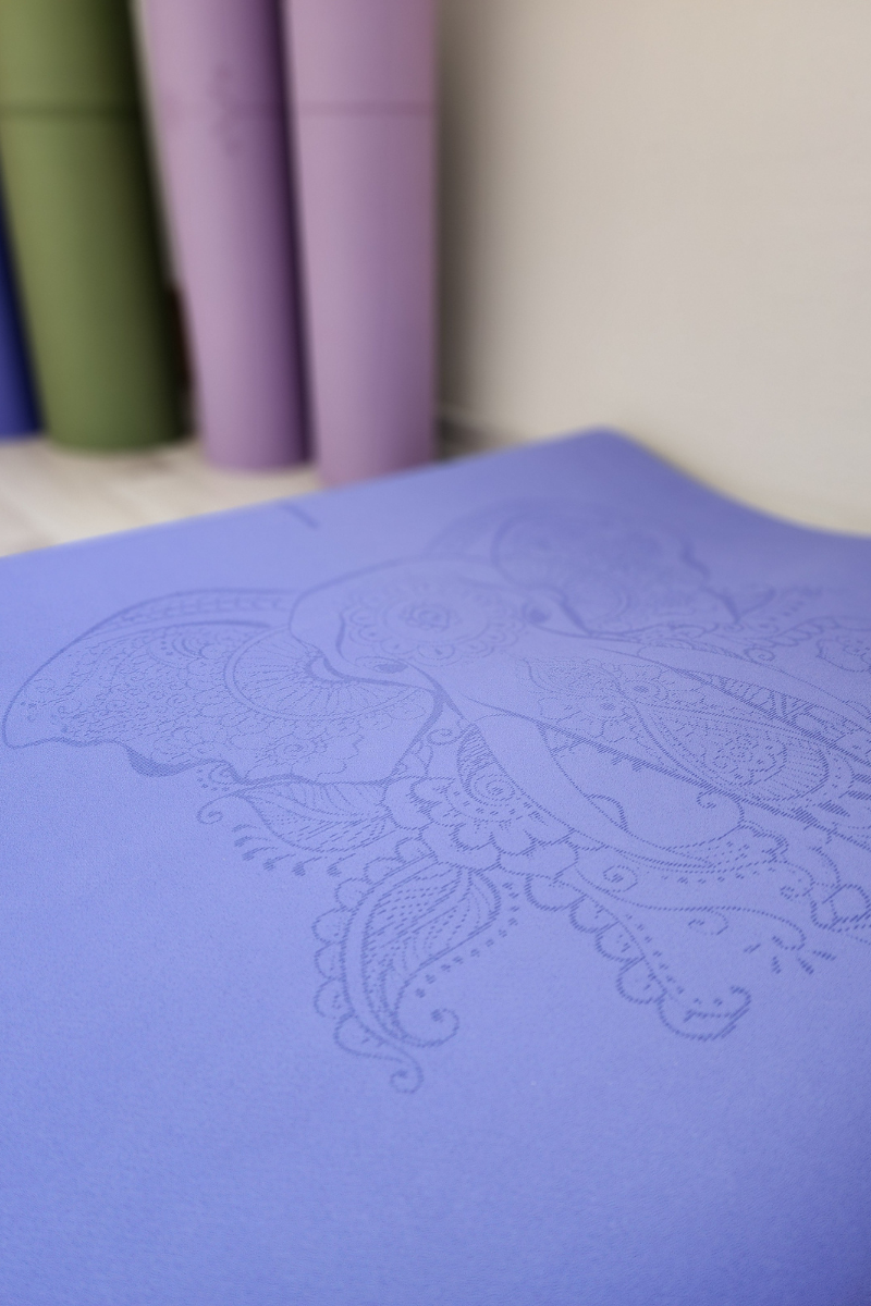 Yoga/Pilates Matı Kaydırmaz Doğal Kauçuk 5mm Mavi Fil Desenli