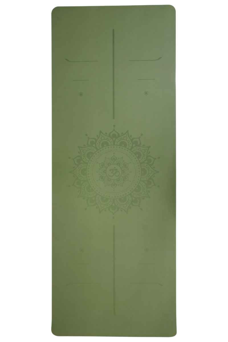 Yoga/Pilates Matı Kaydırmaz Doğal Kauçuk 5mm Yeşil Om Desenli