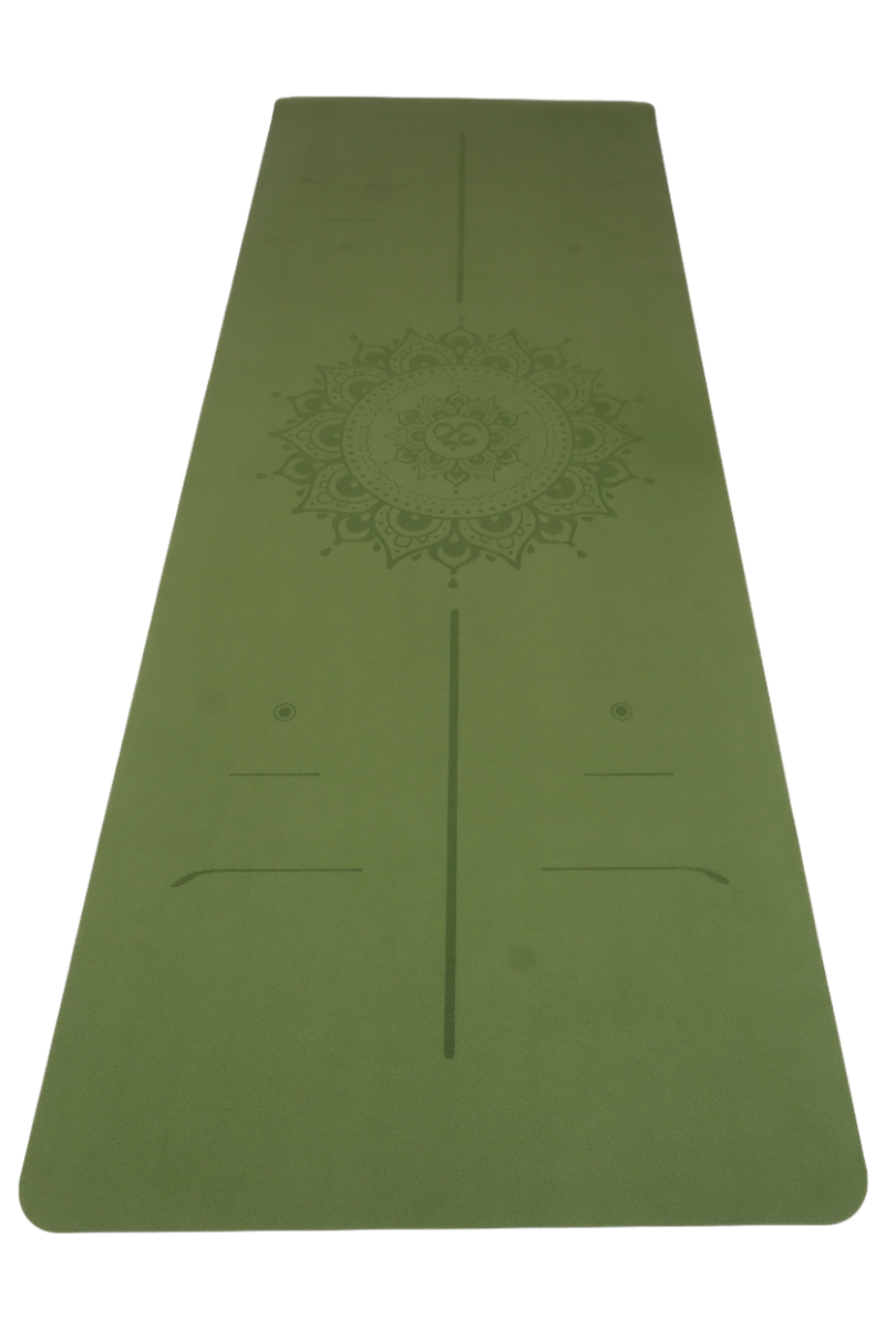 Yoga/Pilates Matı Kaydırmaz Doğal Kauçuk 5mm Yeşil Om Desenli
