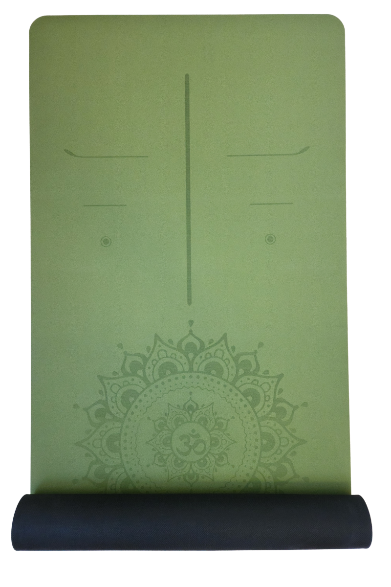 Yoga/Pilates Matı Kaydırmaz Doğal Kauçuk 5mm Yeşil Om Desenli