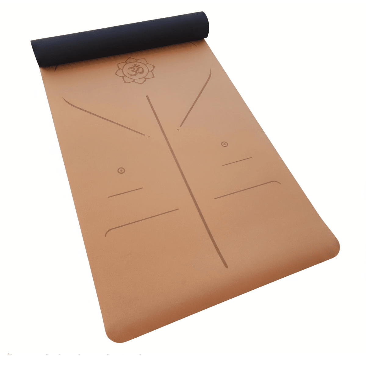 Doğal Mantar Yoga Mat Kokusuz Kauçuk Taban 5mm Om Desenli