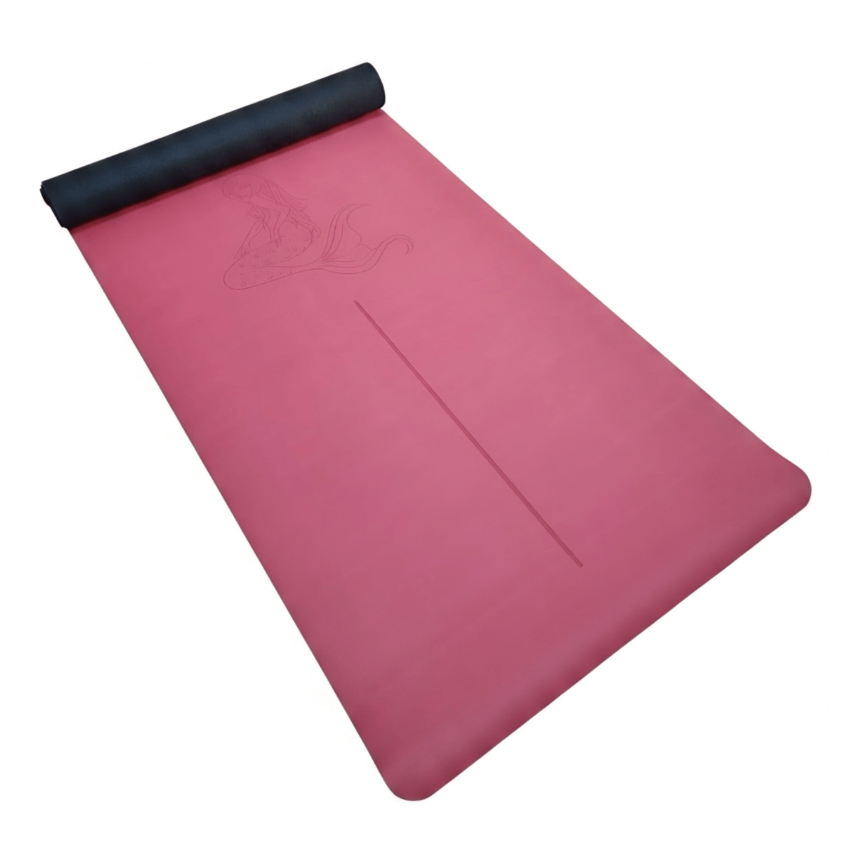 Yoga Matı Kaydırmaz Doğal Kauçuk 5mm Pembe Denizkızı Tasarımlı