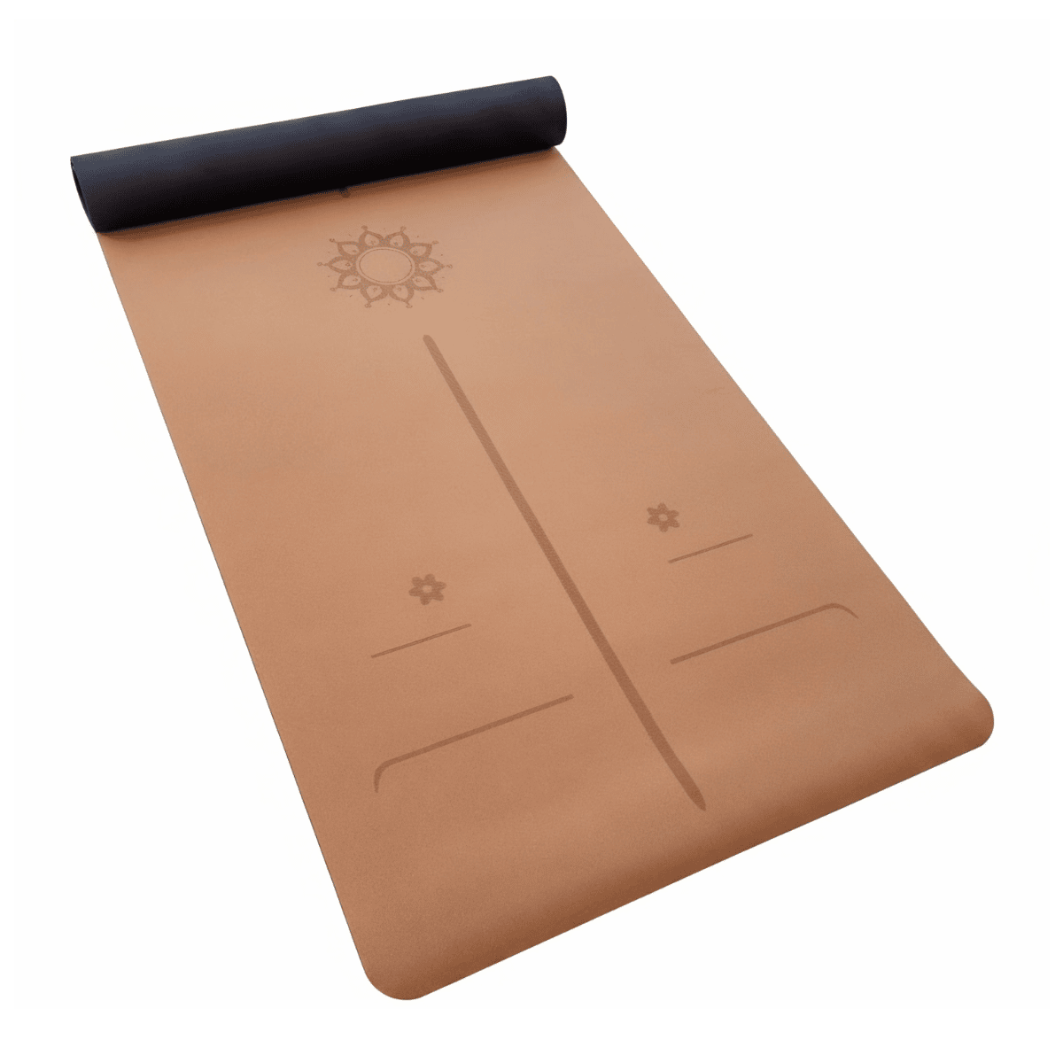 Doğal Mantar Yoga Mat Kokusuz Kauçuk Taban 5mm Mandala Desenli