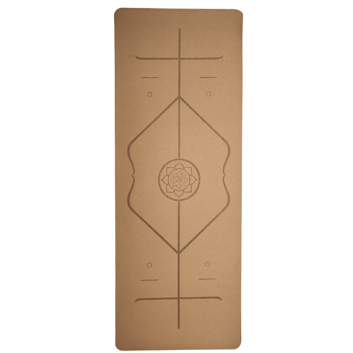 Doğal Mantar Yoga Mat Kokusuz Kauçuk Taban 5mm Om Desenli