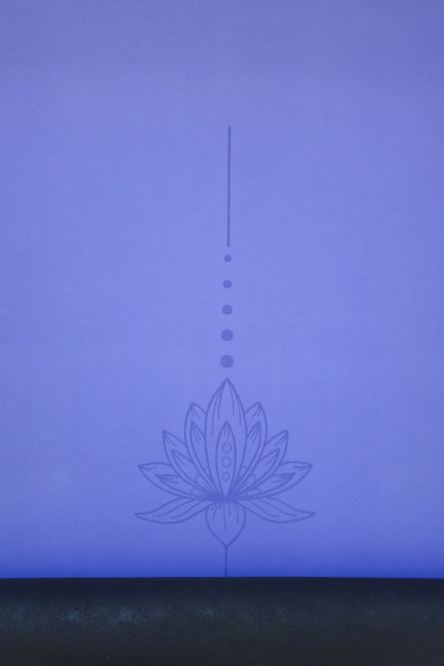 Yoga/Pilates Matı Kaydırmaz Doğal Kauçuk 5mm Mavi Lotus Desenli