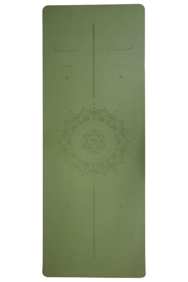 Yoga/Pilates Matı Kaydırmaz Doğal Kauçuk 5mm Yeşil Om Desenli