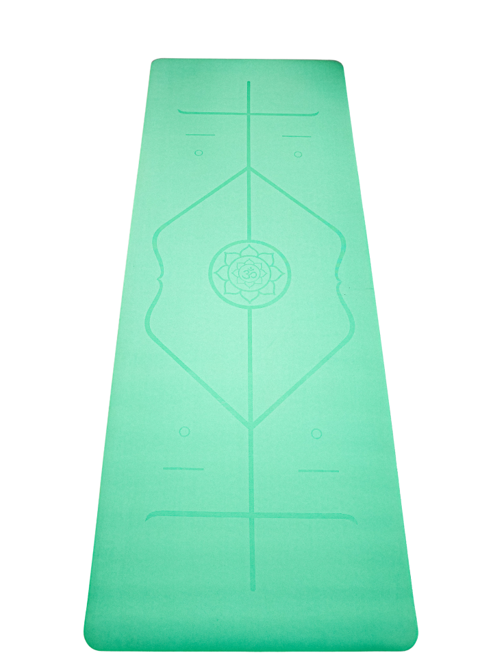 Yoga/Pilates Matı Kaydırmaz Doğal Kauçuk 5mm Açık Yeşil Om Desenli