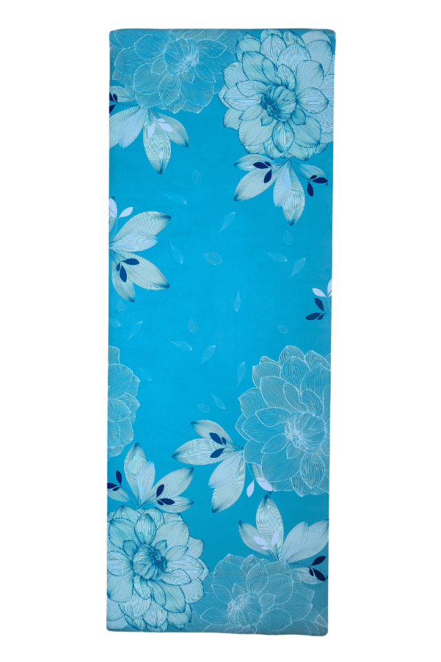 Katlanabilir Seyahat Matı Mavi Çiçek Desenli 1mm