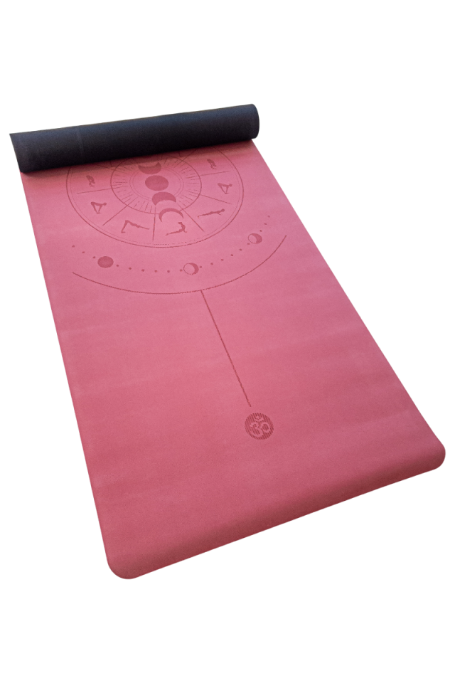 Yoga/Pilates Matı Kaydırmaz Doğal Kauçuk 5mm Pembe Çember Desenli