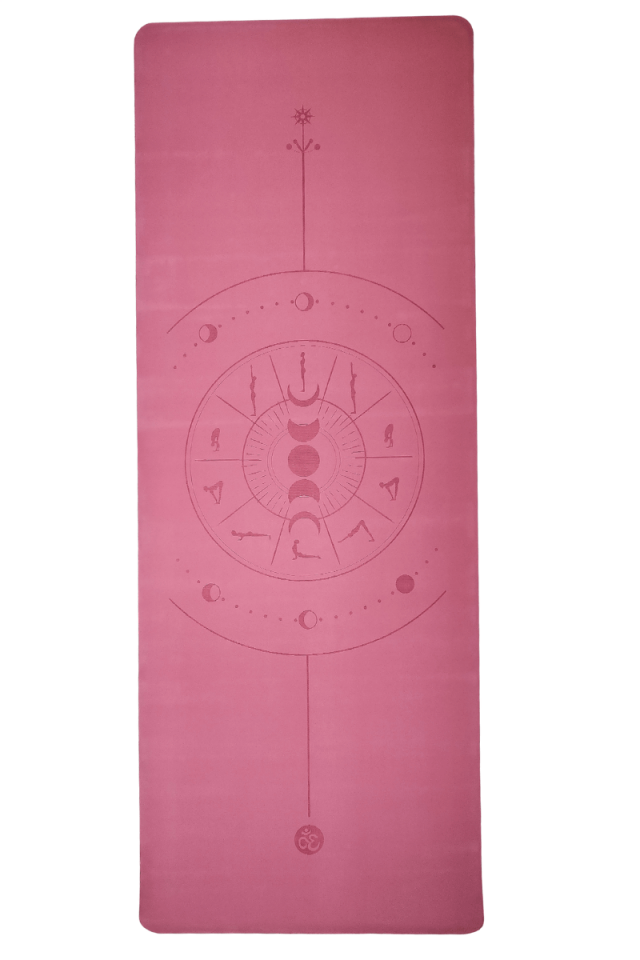 Yoga/Pilates Matı Kaydırmaz Doğal Kauçuk 5mm Pembe Çember Desenli