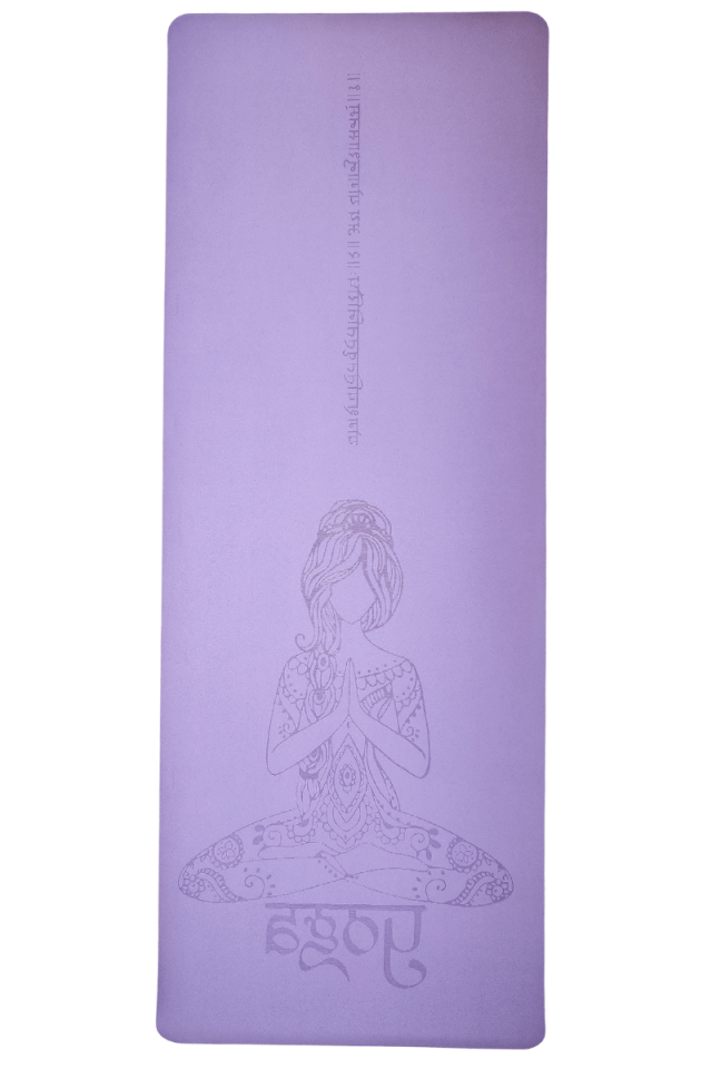 Yoga/Pilates Matı Kaydırmaz Doğal Kauçuk 5mm Mor Yogi Desenli