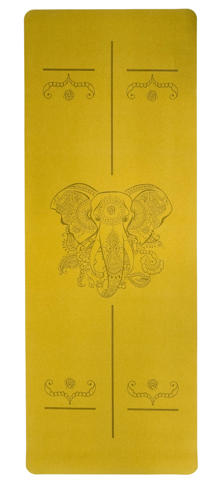 Mantar Yoga Mat 5mm Kauçuk Taban Ganesha/Fil Başı Desenli