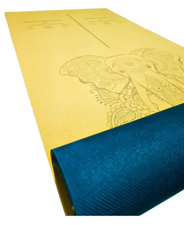 Mantar Yoga Mat 5mm Kauçuk Taban Ganesha/Fil Başı Desenli