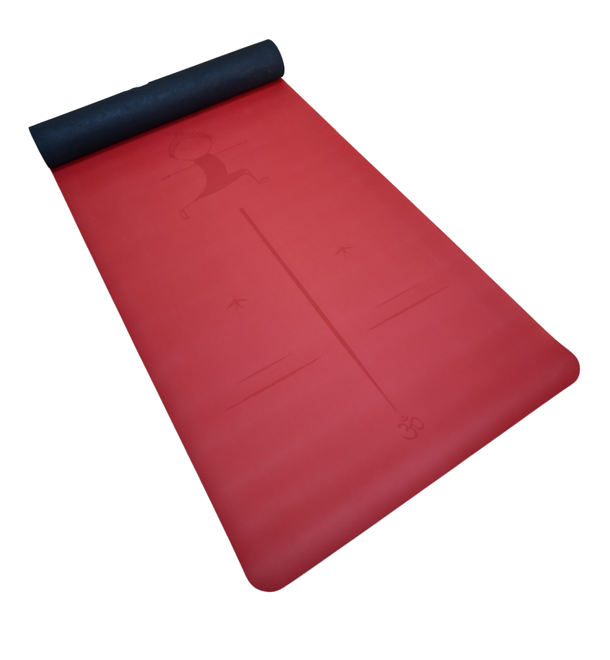 Yoga Matı Kaydırmaz Doğal Kauçuk 5mm Kırmızı Kız Çocuğu Tasarımlı