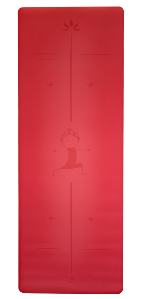 Yoga Matı Kaydırmaz Doğal Kauçuk 5mm Kırmızı Kız Çocuğu Tasarımlı