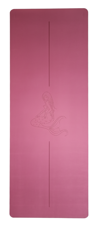 Yoga Matı Kaydırmaz Doğal Kauçuk 5mm Pembe Denizkızı Tasarımlı