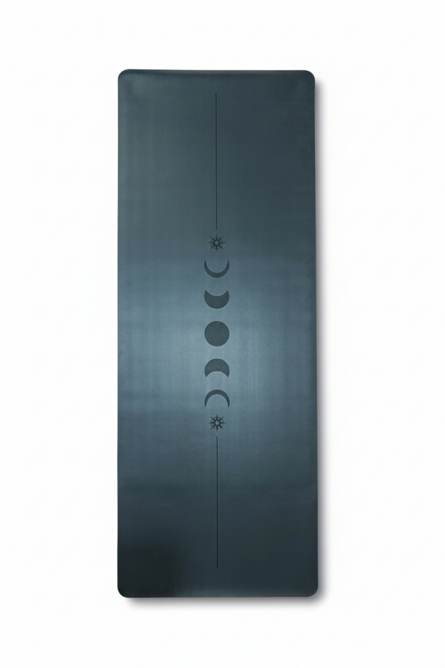 Yoga Matı Kaydırmaz Doğal Kauçuk 5mm Siyah Ay Desenli